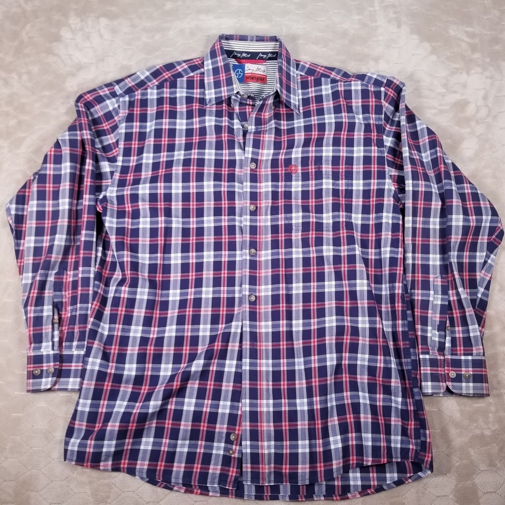 Wrangler George Strait Cowboy Cut Long Sleeve Button Up Plaid Shirt Sz XL